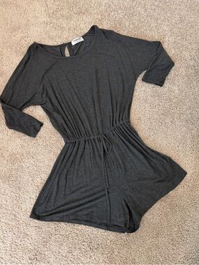 Charcoal Drawstring Waist Romper, S/M